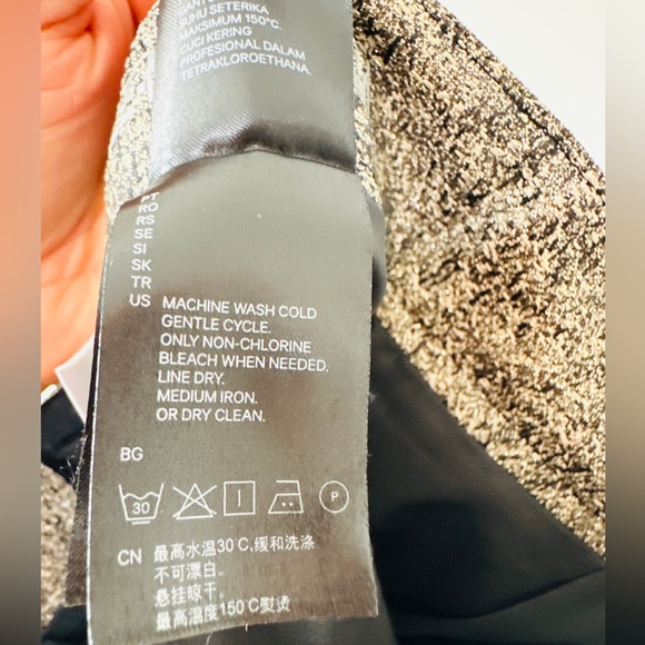 H&M Pewter & Black Metallic Pencil Skirt With Pockets Size 8 - Picture 7 of 8